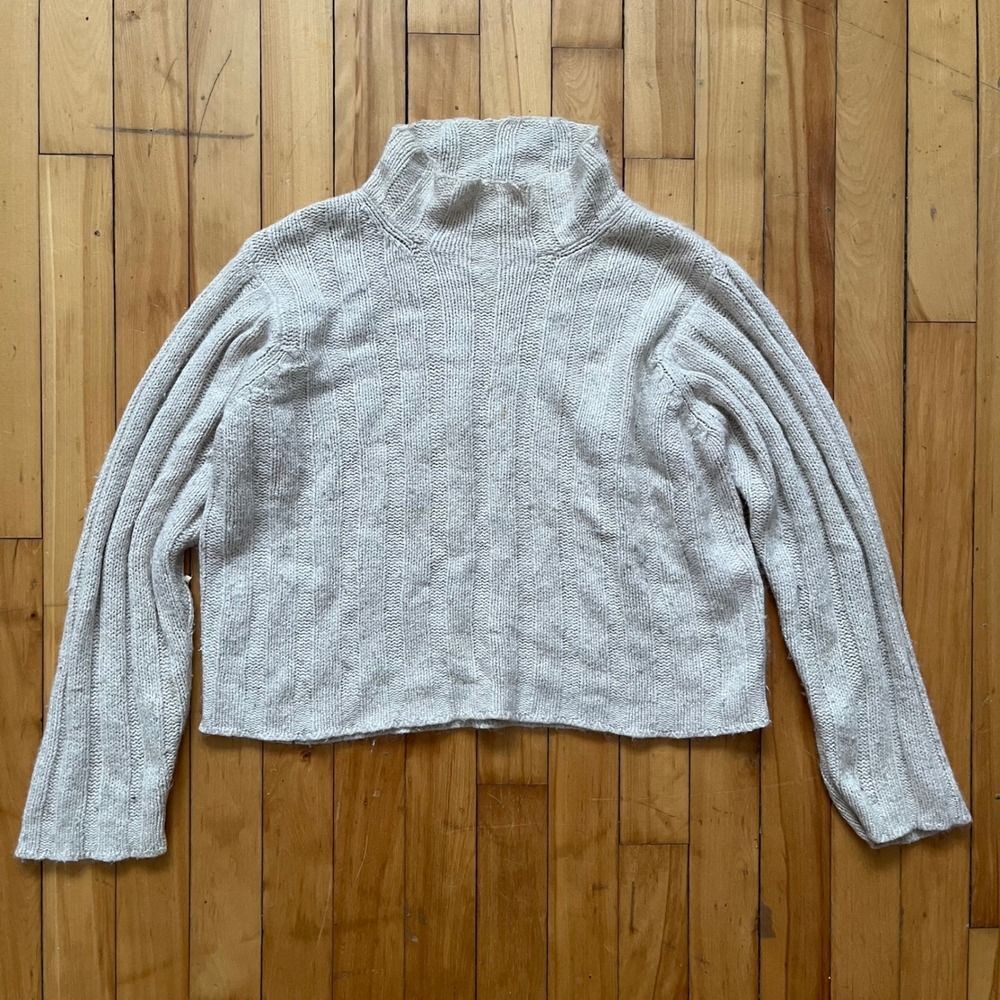 PART TWO Womens Pullover Sweater Beige Ribbed Knit Mock Neck Size M